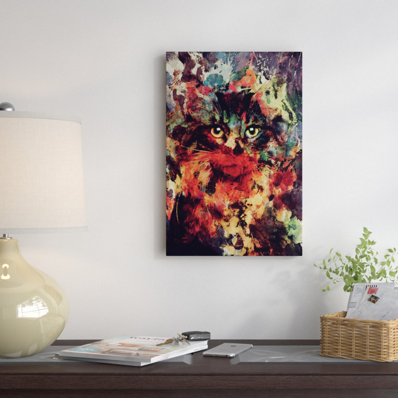 East Urban Home Watercolor Cat Painting Print On Wrapped Canvas