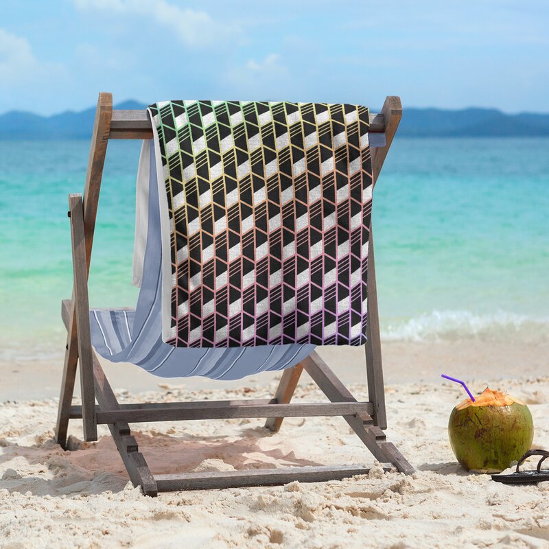 black and white striped beach towel