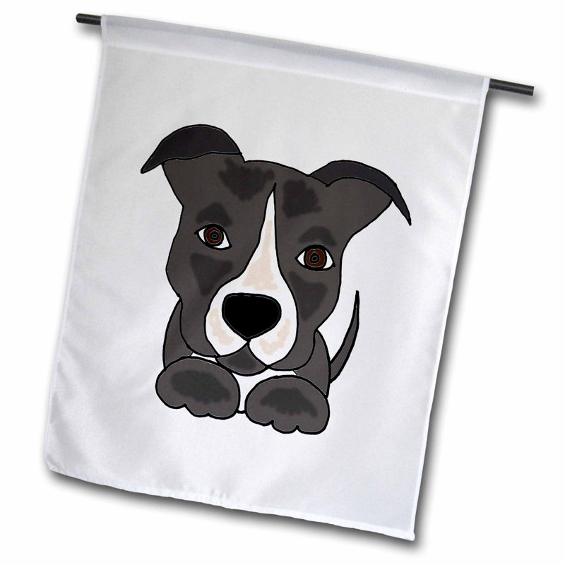 funny pitbull puppy dog cartoon polyester 18 x 12 in garden flag