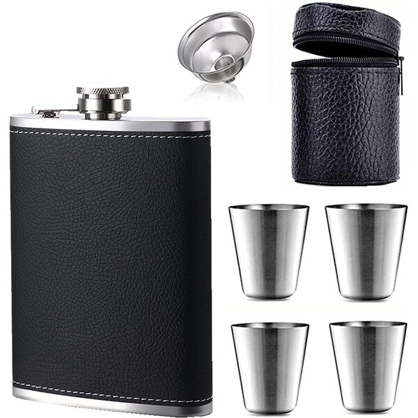 Engraved 7oz Stainless Steel HIP FLASK MATTE BLACK Funnel Shots PERSONALIZED 