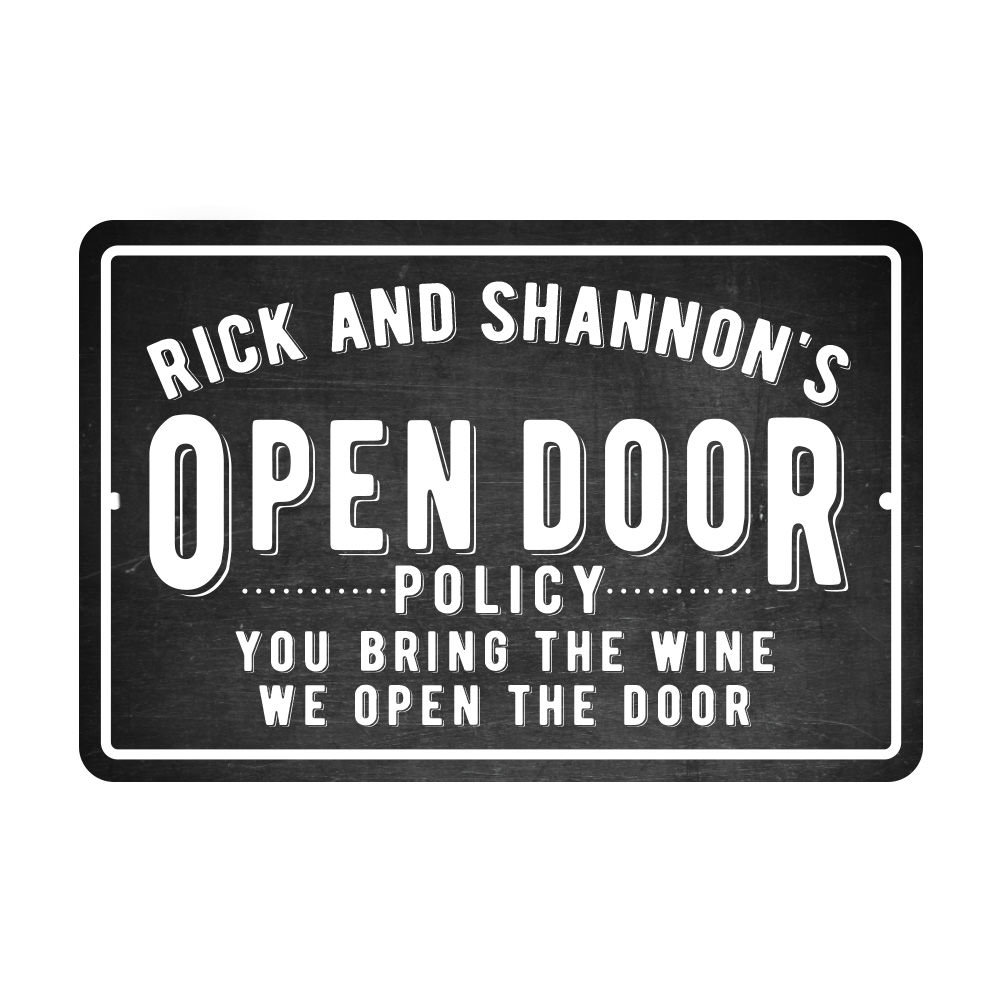 Winston Porter Personalized Open Door Policy Wine Textual Art On