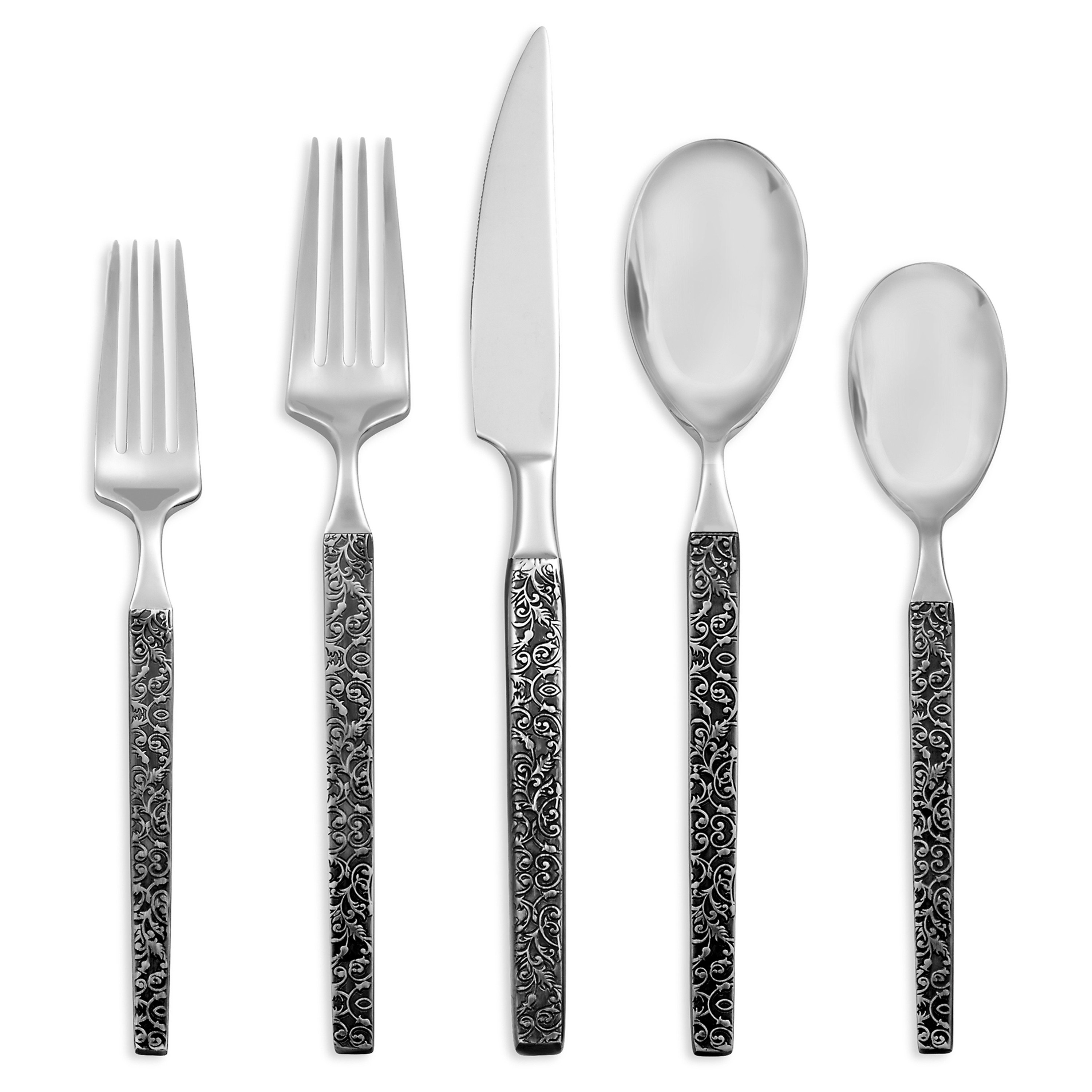 18//10 Stainless Steel 20-Pc Beveled Flatware Set Service for 4 Argent Orfèvres