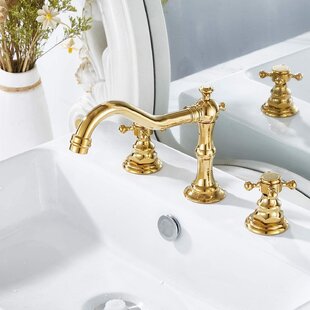 Antique Brass Two Handles Three Holes Faucet 8-16 inch Widespread Bathroom Sink 