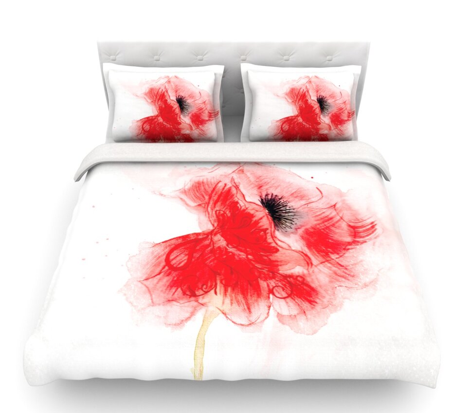 East Urban Home Poppy By Louise Floral Featherweight Duvet Cover