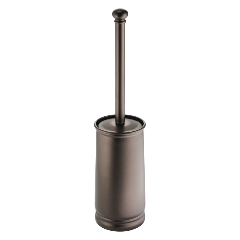 Sturdy Covered Brush Deep Cleaning Heavy Duty Bronze mDesign Modern Slim Compact Freestanding Plastic Toilet Bowl Brush and Plunger Combo Set with Holder for Bathroom Storage Organization