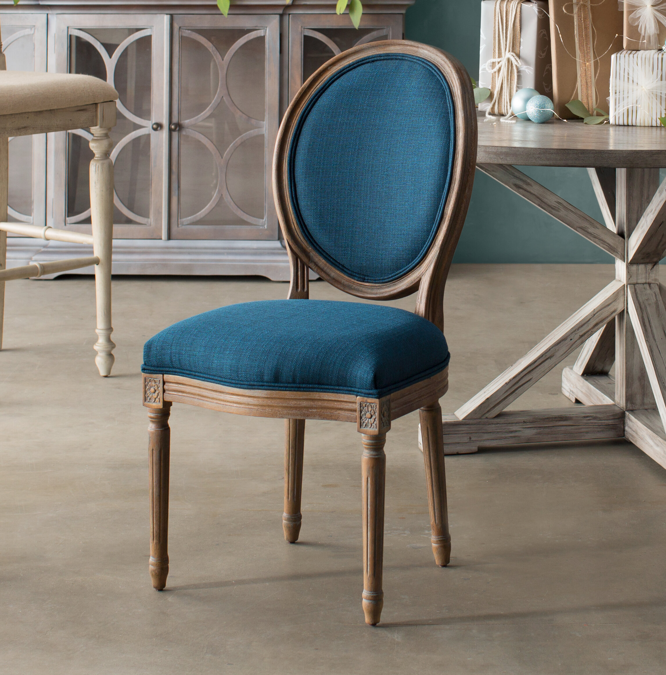 upholstered king louis back side chair