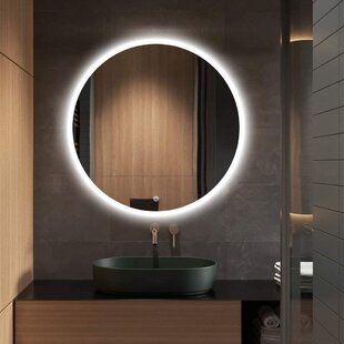 Illuminated Bathroom Mirror,Frameless Round With LED White light/warm light,Touch Sensor+Demister,5 Size