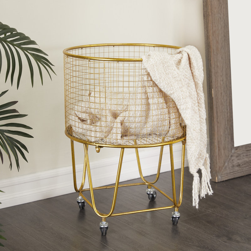 gold basket with wheels by wayfair