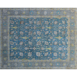 One-of-a-Kind Annable Vintage Distressed Hand-Knotted Blue Area Rug