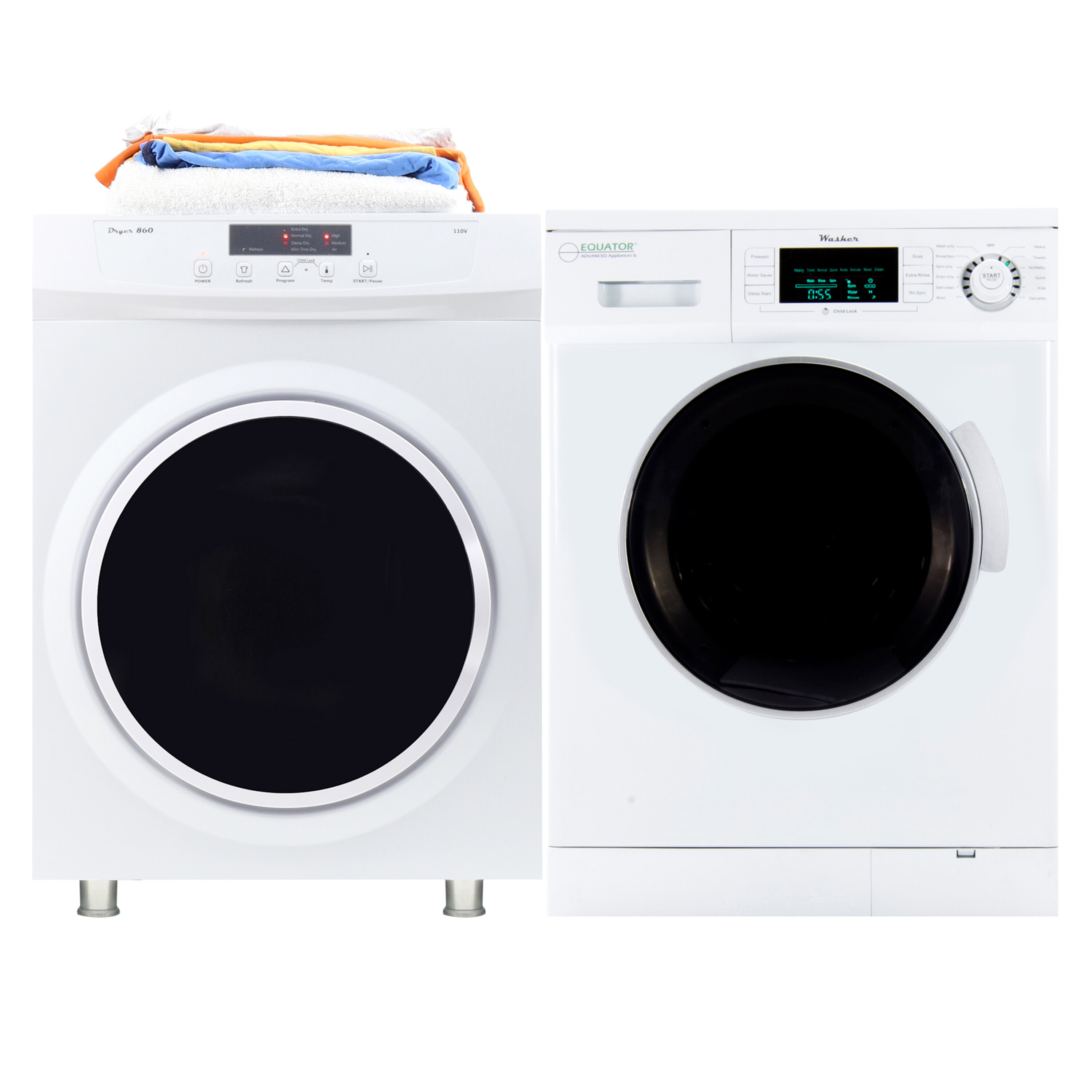 Equator Washer & Dryer Set with Stackable 1.57 Cubic Feet Front Load