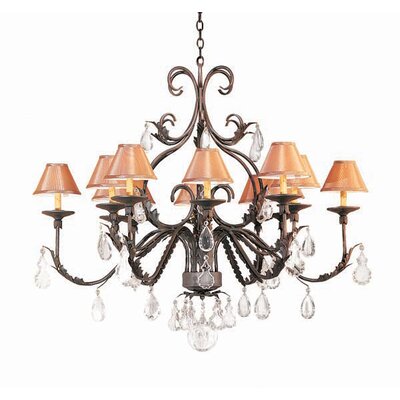 French Elegance 12-Light Shaded Classic / Traditional Chandelier 2nd Ave Design Finish: Autumn Leaf, Shade: Black Hexagon