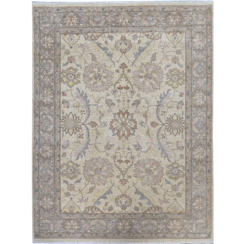 Bokara Rug Co Inc Oriental Hand Knotted Wool Ivory Brown Area Rug Wayfair