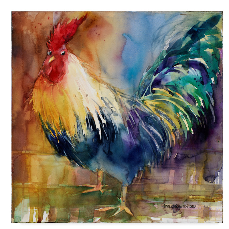 Trademark Art Renegade Rooster Watercolor Painting Print On