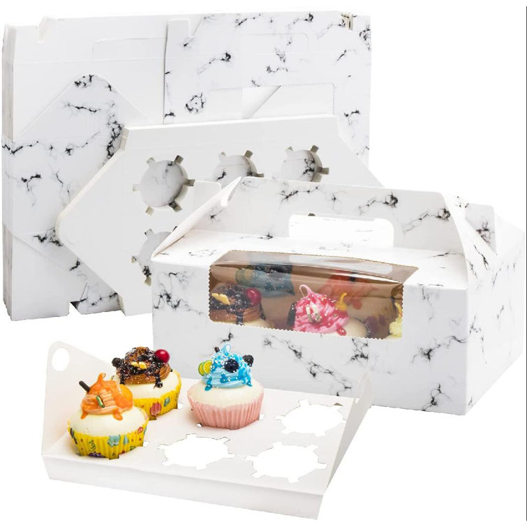 Dingqitech 30packs Cupcake Boxes 6 Count Bakery Boxes With Window Cookies Boxes Auto Popup Treat Boxes With Handle For Cakes Pastries Muffins Kraft Pastry Containers Wayfair