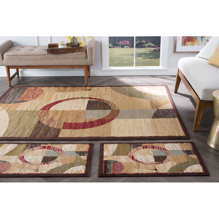 Ivy Bronx Galt Geometric 3 Piece Tan/Beige/Brown/Green Area Rug Set ...