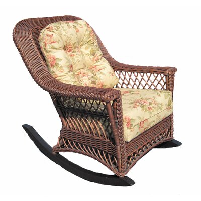 Bay Isle Home Rosado Rocking Chair  Color: Brownwash, Fabric: Baja Lemon