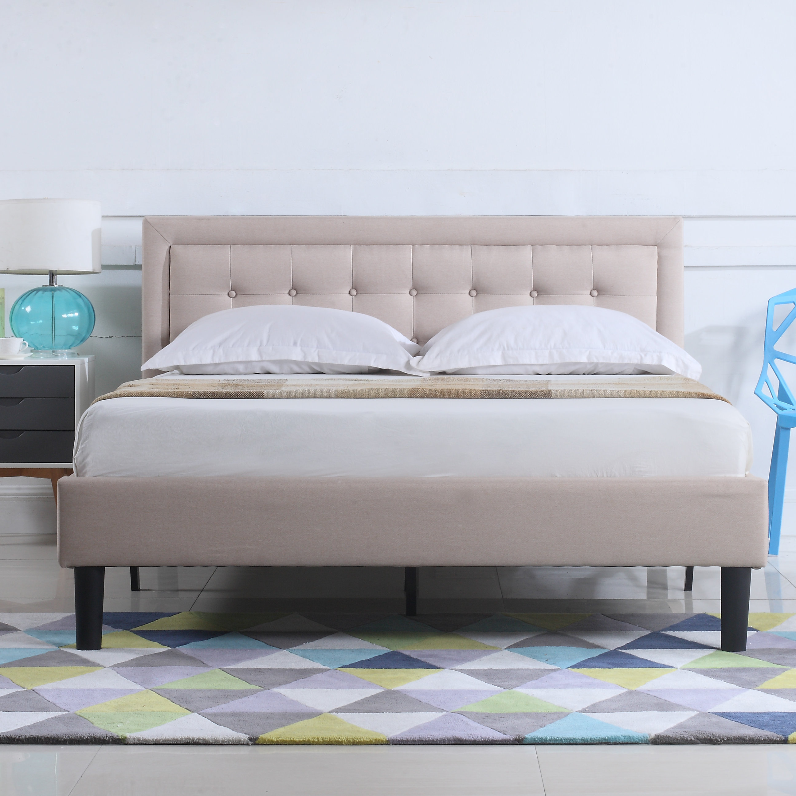 Charlton Home Gibsonburg Low Profile Linen Upholstered Platform Bed Charlton Home Gibsonburg Low Profile Linen Upholstered Platform Bed Wayfair