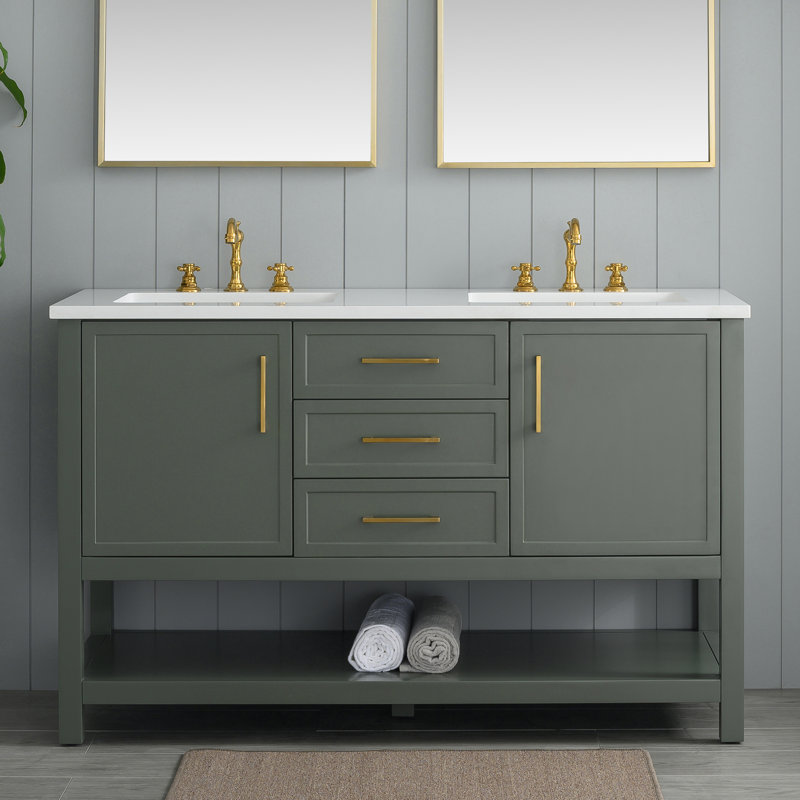 Vicini 54" Double Bathroom Vanity Set Base Finish: Vintage Green