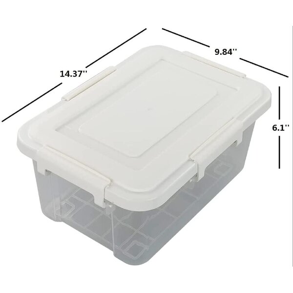 10 L Clear Lidded Bin with Black Handle Yesdate Plactic Large Storage Latching Box 1 Pack 