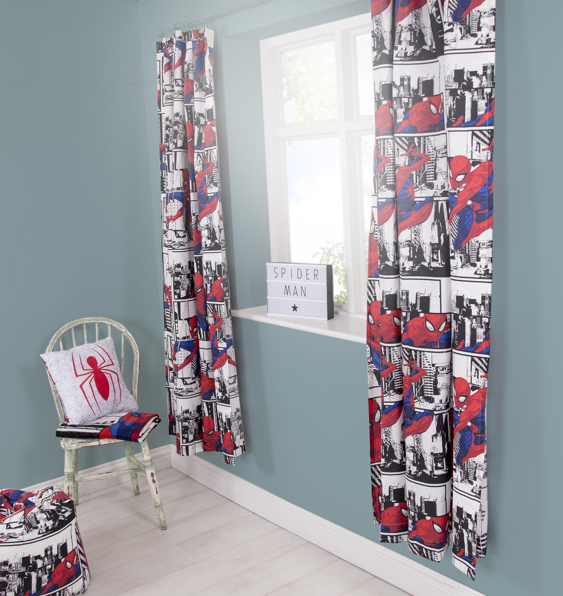 Marvel Spider Man Pencil Pleat Room Darkening Curtain Wayfair Co Uk