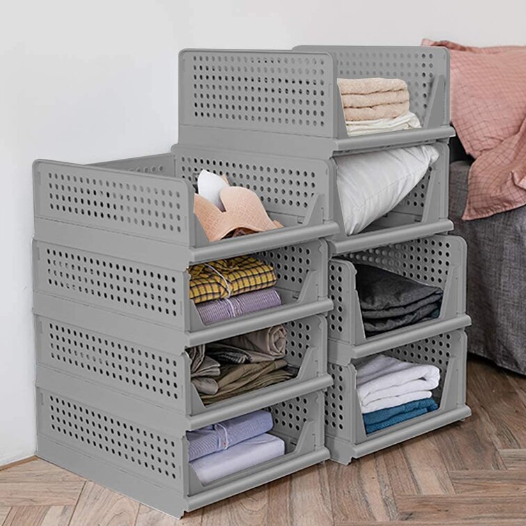 Large Storage Bag Box Foldable Stackable Organizer Bins for Clothes Shelf Closet 