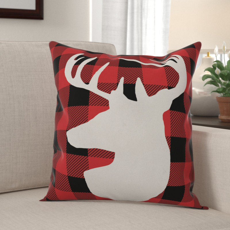 The Holiday Aisle Calderon Deer Head On Red Black Buffalo Plaid