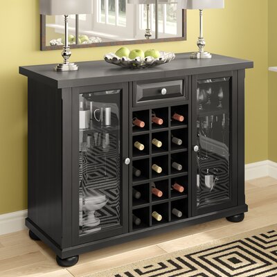 Hedon Bar Cabinet With Wine Storage Three Posts Color Black