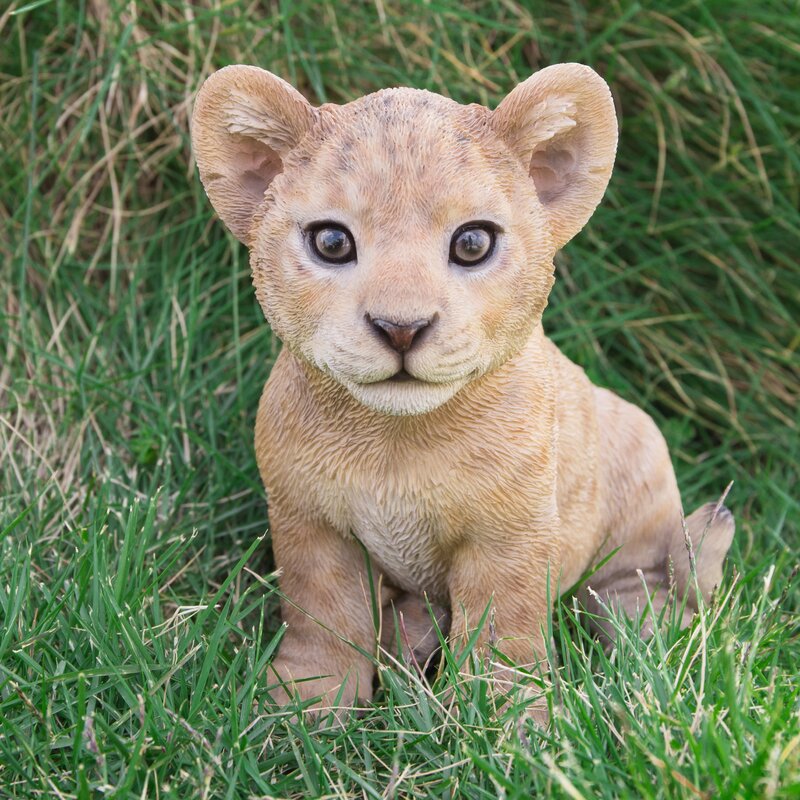 Sitting+Lion+Cub+Statue