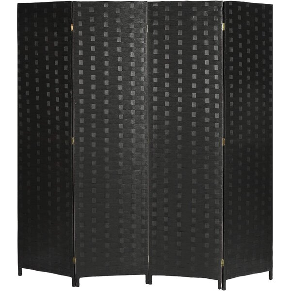 Room Divider Curtain Weave Fiber Folding Privacy Screen 70.9 Tall Double Weave 4 Panels Privacy Partition Foldable Room Divider,Divider seperator,Privacy Screens,Freestanding 4 Panels Dark Brown
