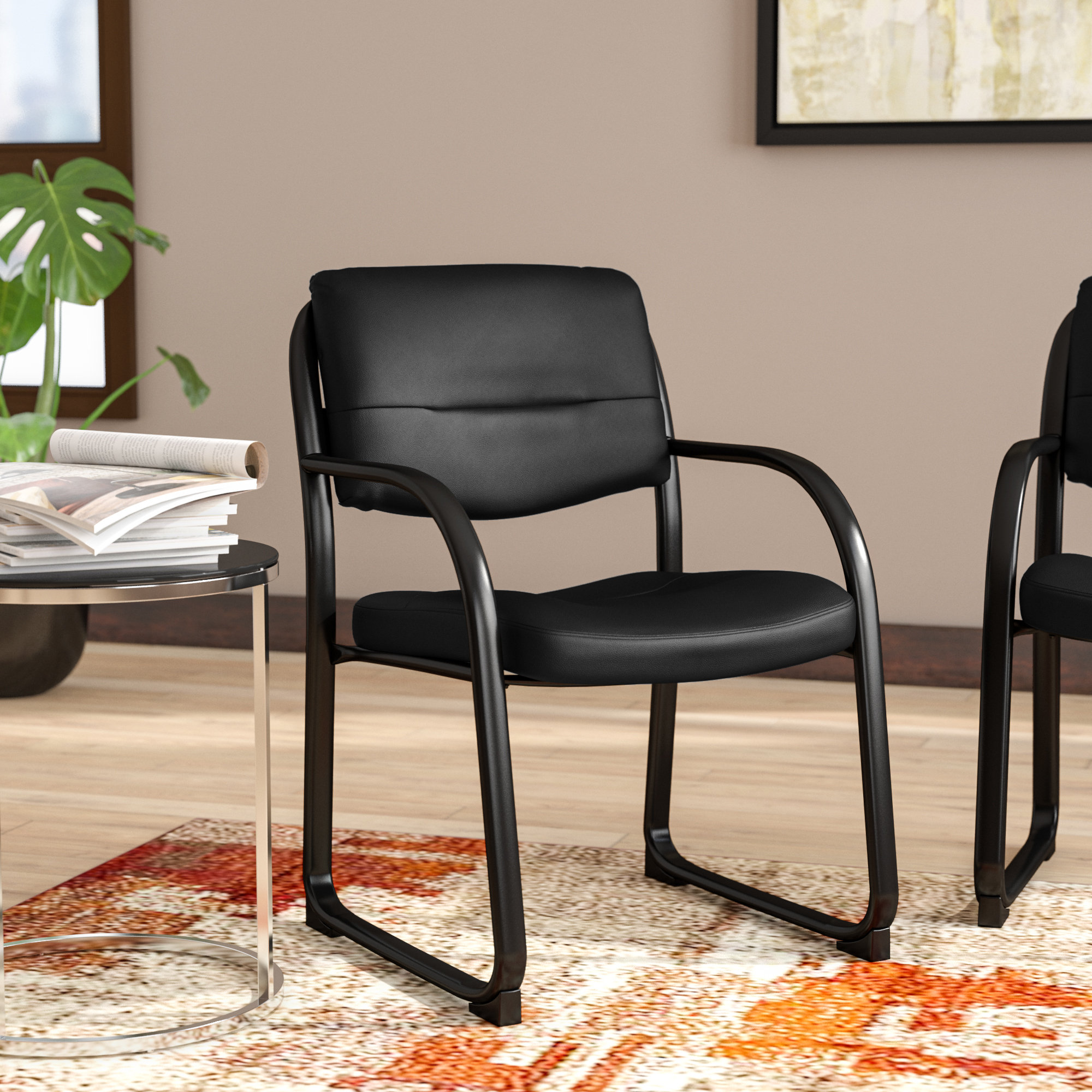 Symple Stuff LeatherSoft Executive Reception Chair with Sled Base and