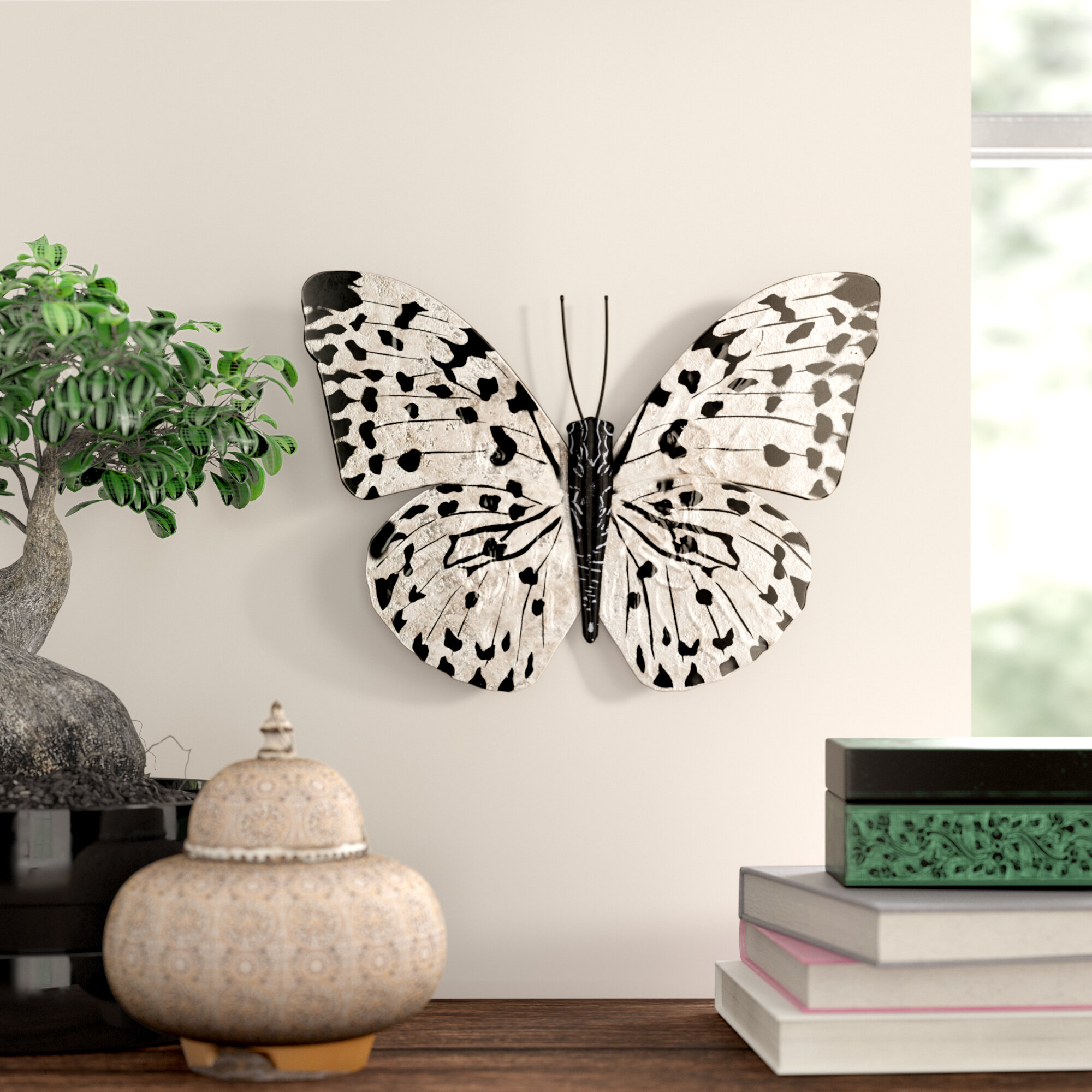 Contemporary Coastal Farmhouse Metal Wall Decor Cattails with Butterflies and Dragonflies Right