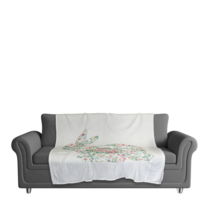 Ophelia Co Kahler Floral Tranquil Rabbit Fleece Throw Wayfair