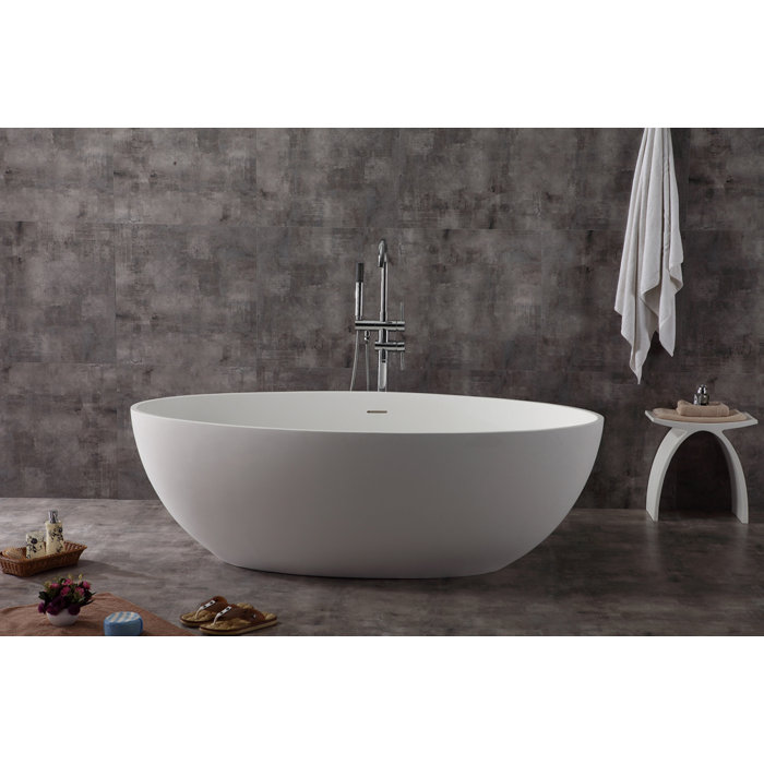 Oval Solid Surface Smooth Resin 67 X 39 4 Freestanding Soaking Bathtub