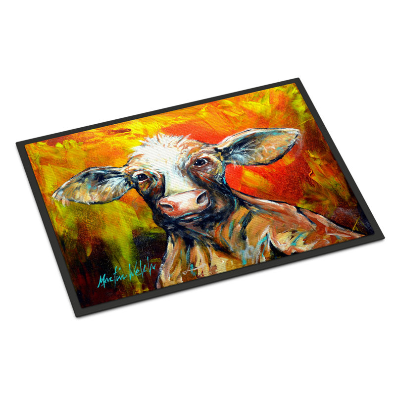 Red Barrel Studio Pax Happy Cow 27 In X 18 In Non Slip Outdoor Door Mat Wayfair