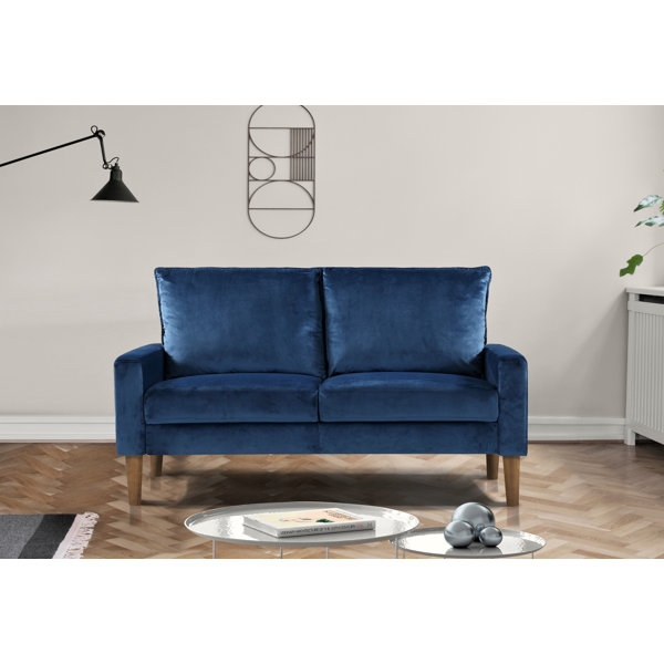 Wrought Studio Waloo Velvet 53 Square Arm Loveseat Reviews Wayfair