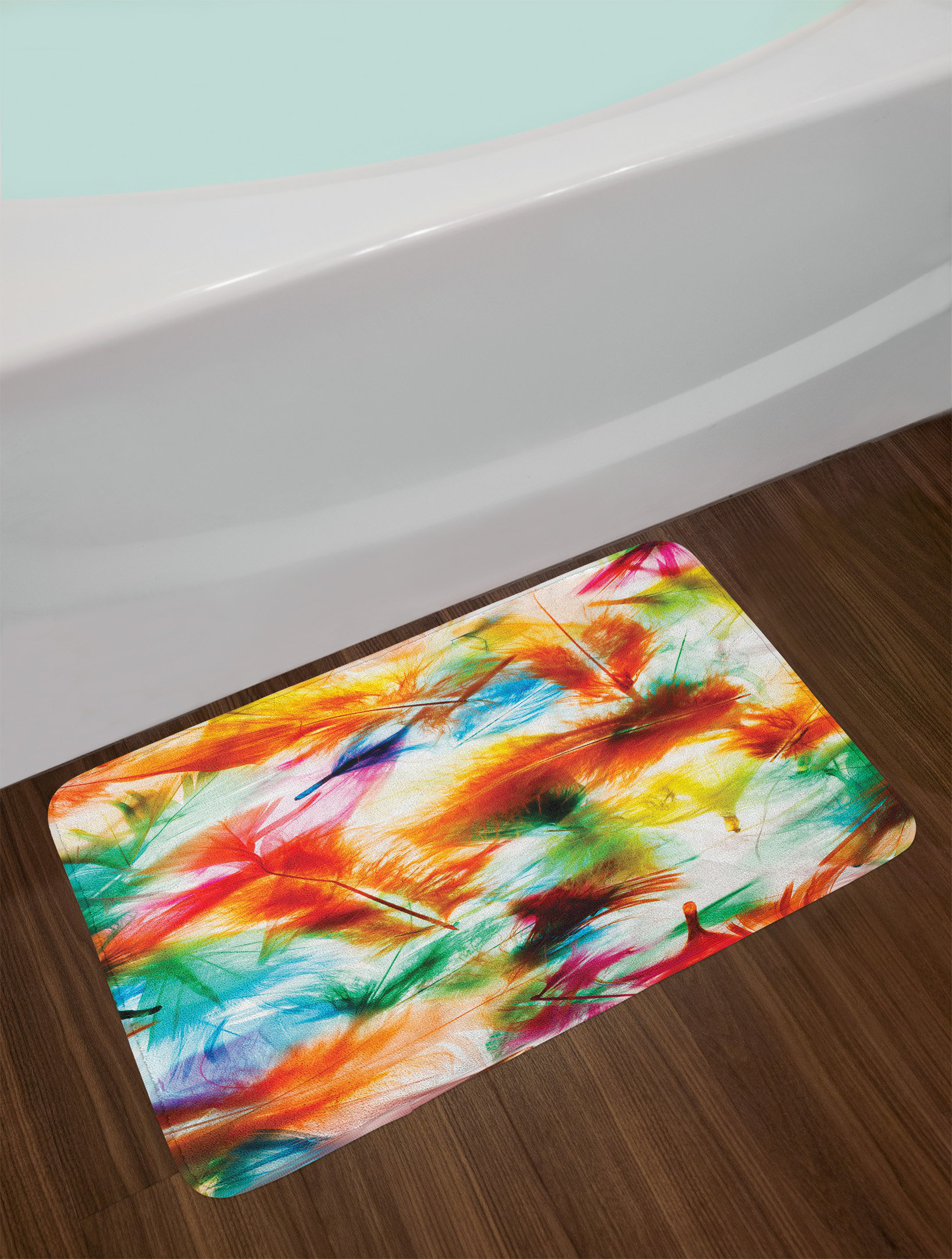 East Urban Home Colourful Bath Mat Psychedelic Blurry Mix Of