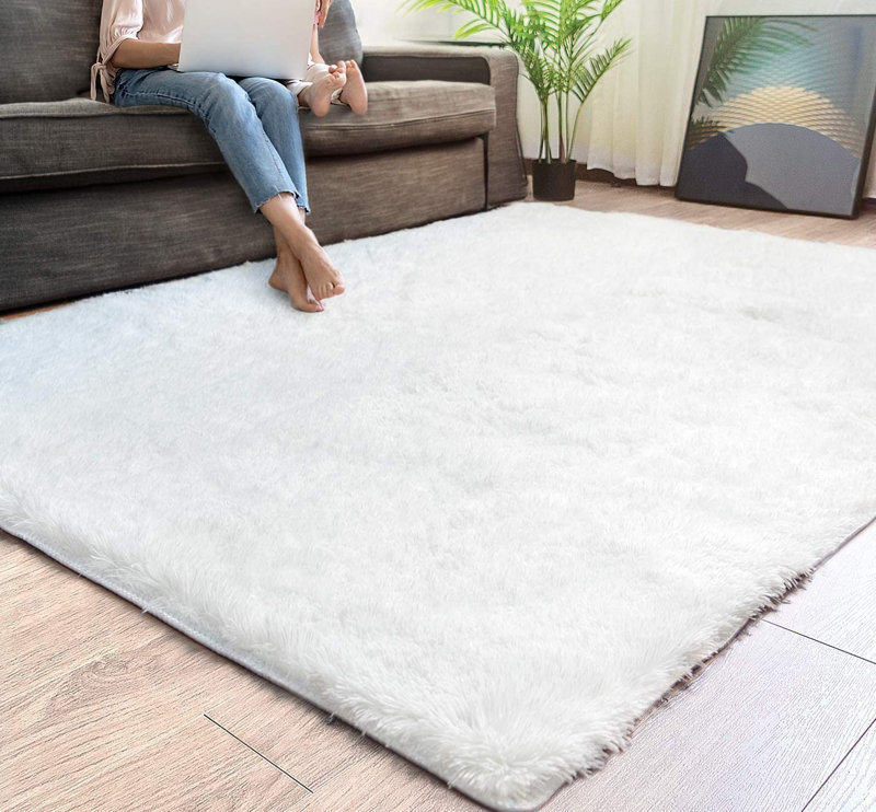 Handwoven White Area Rug Rug Size: Rectangle 4' x 5'