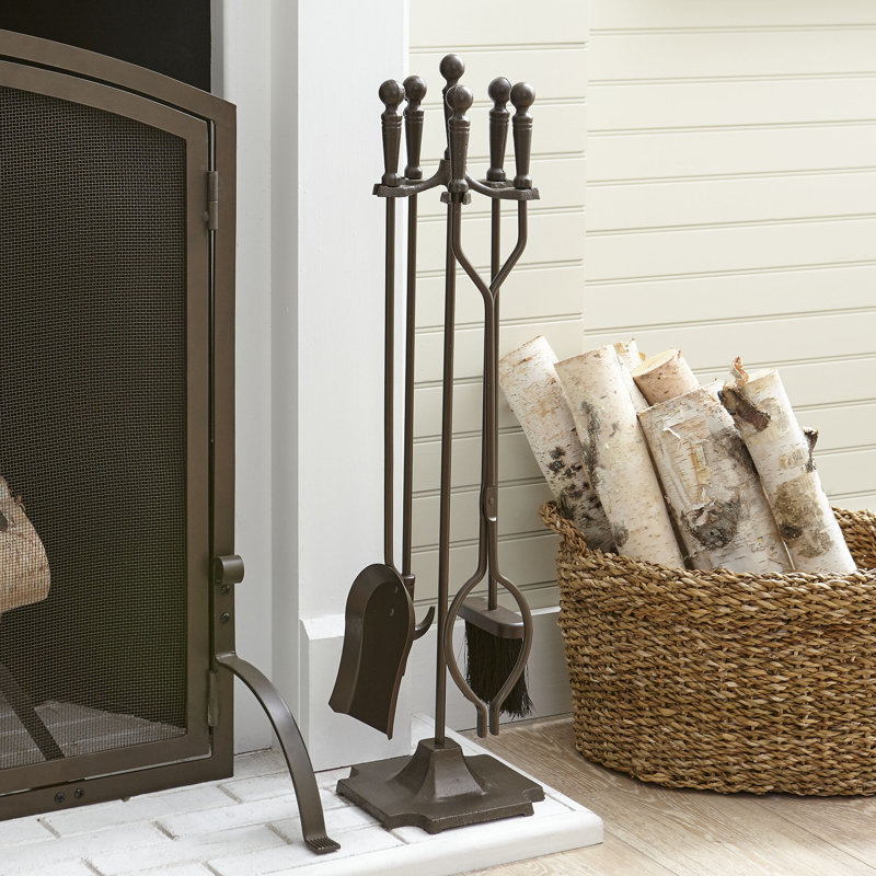 Alcott Hill Mendez 4 Piece Steel Fireplace Tool Set Reviews