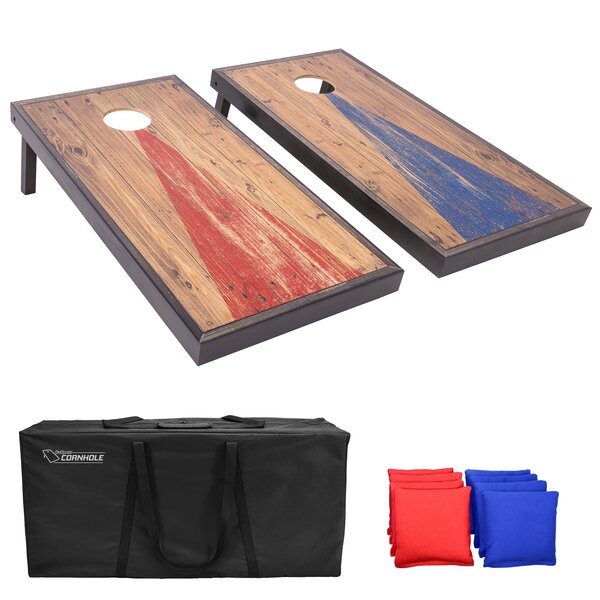 4x2' Foldable DIY Solid Wood Bean Bag Toss Cornhole Board Game Set Size 
