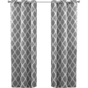 Coley Geometric Room Darkening Thermal Grommet Curtain Panels (Set of 2)