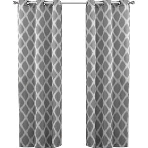 Coley Geometric Room Darkening Thermal Grommet Curtain Panels (Set of 2)