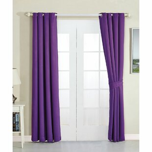Purple 2 Ruffled Grommet Window Curtain Panels Solid All Sizes SET OF TWO 