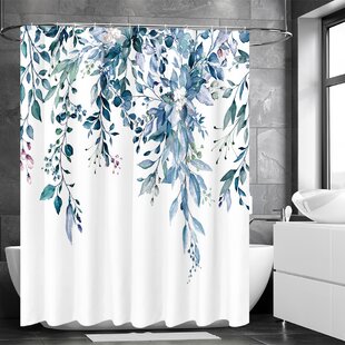 72" Bathroom Fabric Shower Curtain Waterproof Bath Panel Sheer Sea With 12 hooks 