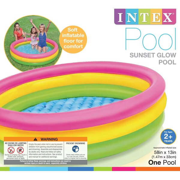 Intex 3 Ring Pineapple Splash Pool Kids Inflatable Pool 