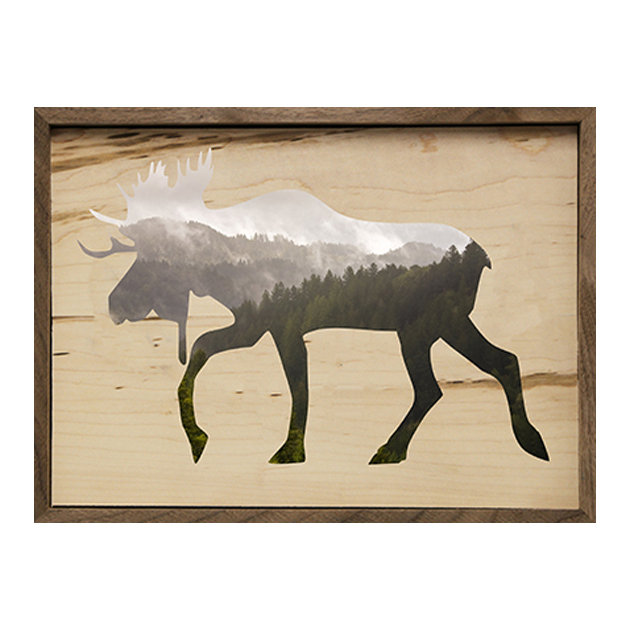 Millwood Pines Woodland Moose Framed Graphic Art Print On Wood