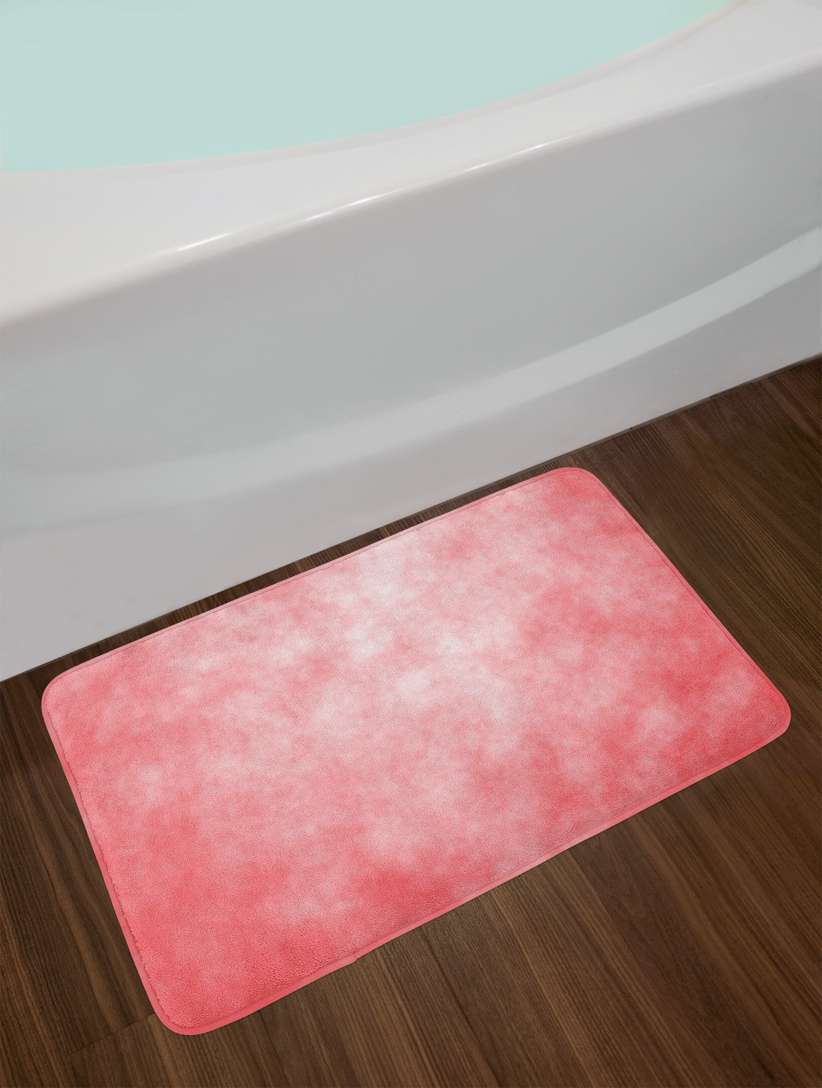 Coral Bath Mat Pale Spring Watercolor Design Girlish Tie Dye Abstract Colour Texture Image Non Slip Plush Mat Bathroom Kitchen Laundry Room Decor