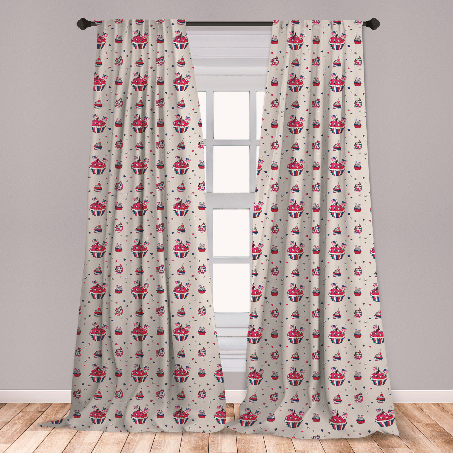 East Urban Home Ambesonne Usa Curtains Cupcakes With National