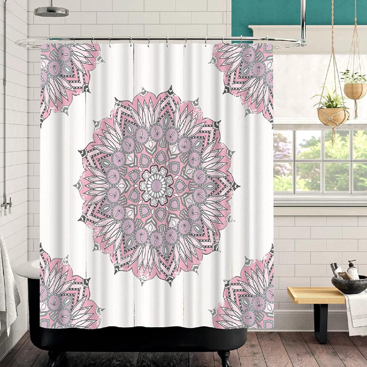 72"Bathroom Abstract India Mandala Circle Waterproof Fabric Shower Curtain Hooks 