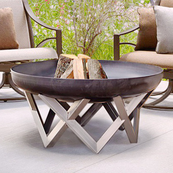 Wrought Studio Corsica Stainless Steel Wood Burning Fire Pit