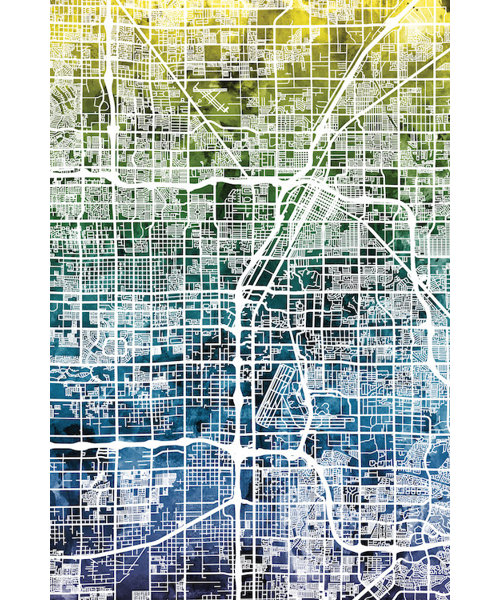 East Urban Home Color Gradient Urban Street Map Series Las Vegas Nevada Usa Graphic Art On Wrapped Canvas Wayfair